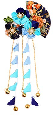 Japanische Haarspange Japanische Tsumami Haarnadel Kimono Haargummi Band Clip Japanische Haarschmuck (Blau)