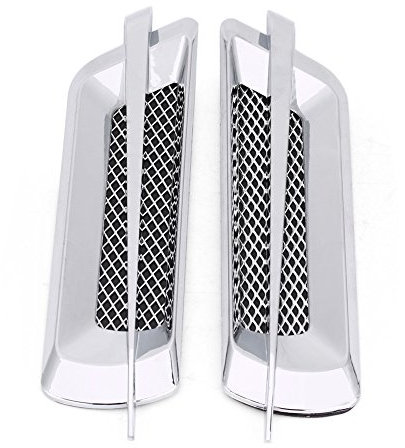 2 piezas Rejilla de entrada de flujo de aire lateral del coche Cubierta de orificio de red de ventilación Etiqueta decorativa Cubiertas de orificios de ventilaci(Siliver)