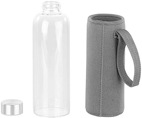 Rosenstein & Söhne Edle Trinkflasche: Trinkflasche aus Borosilikat-Glas mit Neopren-Hülle, 750 ml, BPA-frei (Flasche für Getränk, Glasflaschen Borosilikatglas, bruchsicher)