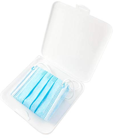 TBOC Etui für Maske - Quatratische Kiste [Weiß] Aufbewahrung von Masken Tragbarer Hartplastik Organizer für Einwegmasken Leicht und Wiederverwendbar zum Schutz vor Schmutz und Staub