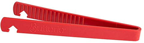 Butterie Toaster Tongs with Oven Rack Hook (Red)