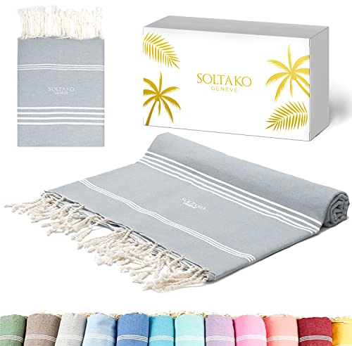 SOLTAKO Fouta Bali Premium XXL, Grau, 200/200cm