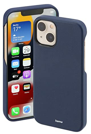 Hama Hülle für Apple iPhone 13 kompatibel mit MagSafe (Magnetische Hülle für induktives Laden, Handyhülle schützt vor Stößen, Kratzern und Schmutz, Elegantes Case aus Kunstleder) blau