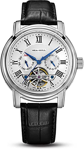 SEA-GULL Herrenuhr Seagull 2021 Automatische mechanische Uhr Vakuum Kalender Potenzial Schwungrad Multifunktions Business Uhren, Weiß - D819.622, Klassisch