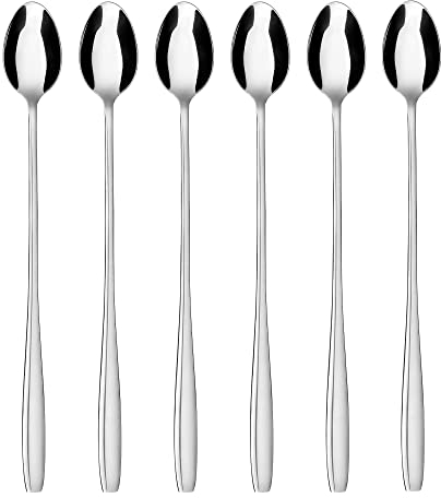 GRÄWE Latte Macchiato Löffel Set, Edelstahl, 6-teilig, lange Löffel für Cocktails & Desserts, Edelstahl, spülmaschinengeeignet, Serie Königstein