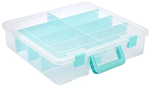 BTSKY Transparente Aufbewahrungsbox aus Kunststoff mit 8 Fächern, verstellbarer Aufbewahrungsbehälter mit Deckel, tragbarer Bastelaufbewahrungsbehälter, Mehrzweck-Nähkasten, Kunstbedarf, Organizer, 39