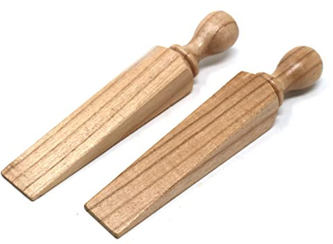 fiXte Extra Large Traditional Wooden Beech Wood Door Stop Wedge Door Stopper Stop (Pack of 2)