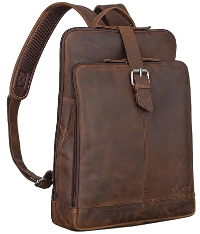 STILORD 'Rena' Leather Backpack Womens Vintage Backpack with Laptop Compartment Rucksack for Women Business Backpack Ladies Leather, Colour:Zamora - Brown