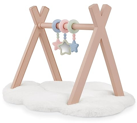 LullaBaby – Spielbogen für 36 cm Baby Puppen – mit 3 Spielzeugen – Spielmatte – Baby Puppenzubehör – Spielzeug für Kinder ab 2 Jahren – Spielmatte für Puppe