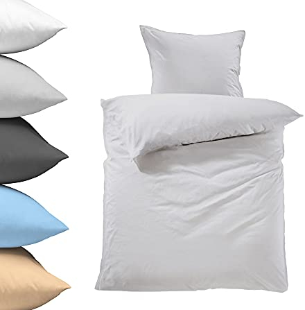 Lavea Kinder-Bettwäsche, 100x135 cm, Silber, Serie Jasmin - kuschelig weich - 1x Bettbezug + 1x Kissenbezug 40x60 cm - Ganzjahres Bettwäsche-Sets