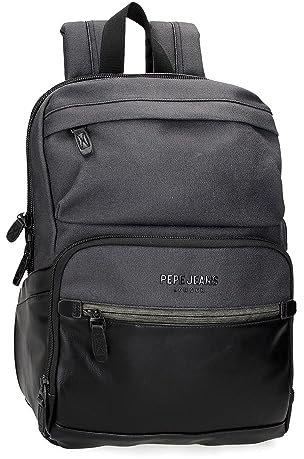 Pepe Jeans Grays Mochila para Portátil 12 Negro 25x37x10 cms Poliéster 9,25L