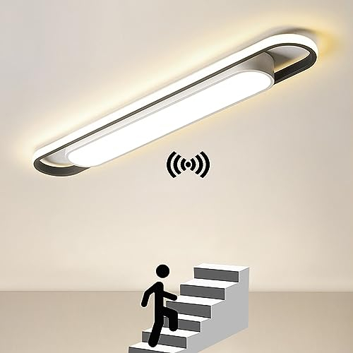Deckenlampe mit Bewegungssensor, LED Flurlampe mit Radar Bewegungsmelder innen 3000K Warmweiß Modern Deckenleuchte Flur 30W Kellerlampe für Eingang Abstellkammer Garage Balkon Deckenleuchteung Ø 80cm