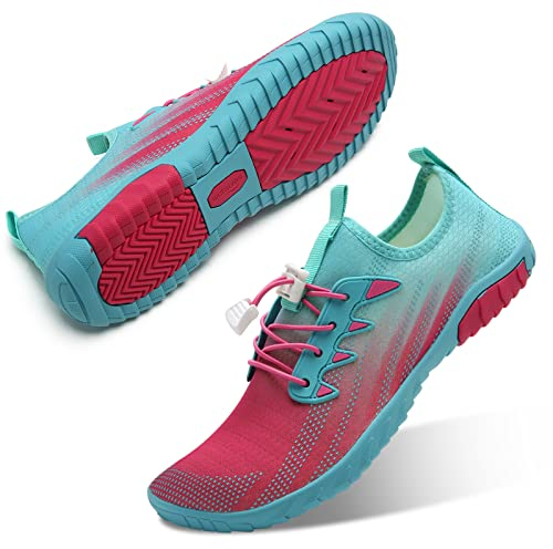 Herren Damen Badeschuhe Strandschuhe Wasserschuhe Schwimmschuhe Aquaschuhe Sommer Surfschuhe Barfußschuhe Schnelltrocknend(Rosa,38 EU)