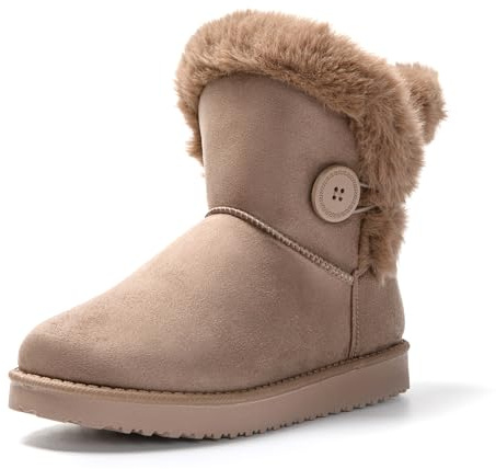 JOMIX Stivali Donna Invernali Bassi con Pelo Stivaletti Pelosi Classici Caldi Comodi e Leggeri Imbottita Pelliccia Sintetica ND6854 (Khaki, 36)
