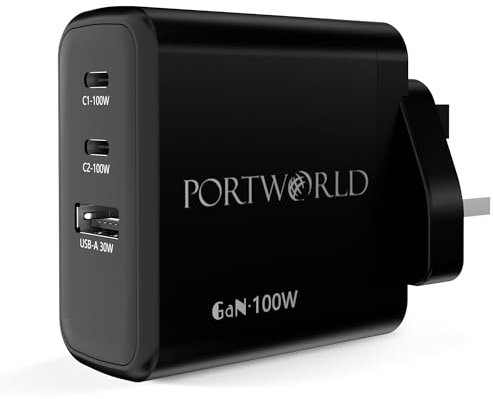 100W GaN USB C Charger Plug: 3-Port USB-C Travel Charger, PPS PD3.0 Fast Charging Compatible with MacBook Pro/Air, Dell XPS, Galaxy, iPhone, iPad Pro, Pixel, Note20