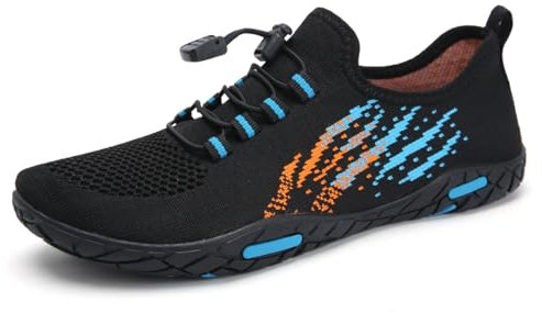 Badeschuhe Herren Damen Barfußschuhe Wasserschuhe Schwimmschuhe Strandschuhe für Surfen,Tauchen,Bootfahren,Gymnastik Fitness (Schwarz Blau 63, 38EU)