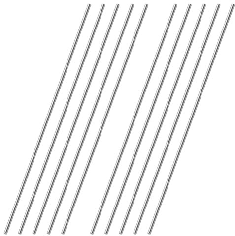 OFFCUP Edelstahlstäbe, 10 Stück Edelstahl Rundstäbe 2mm x 300mm Rundstab 304 Edelstahl Rundstangen Metallstange Stabstahl Solide Vollrundstab Rundstahl für DIY Handwerk Modellauto Flugzeug