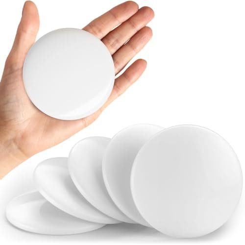 Strongest Home Wand- & Türgriffstopper, 8 cm, Set, 5 Stück, weißer Gummitürknopf, runde Wandschutzplatte. Leiser Wandschutz für Türgriff, Sicherheitstür, Stoßfänger, Wandschutz, Schalldämpfer