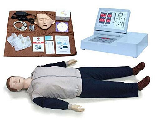 dmartN 110 V-220 V CPR-Trainingspuppe für Erwachsene, CPR-Trainingspuppe mit Brustkompressionen, Erste-Hilfe-Wiederbelebungspuppe, mittlere Hautfarbe, mit Monitor