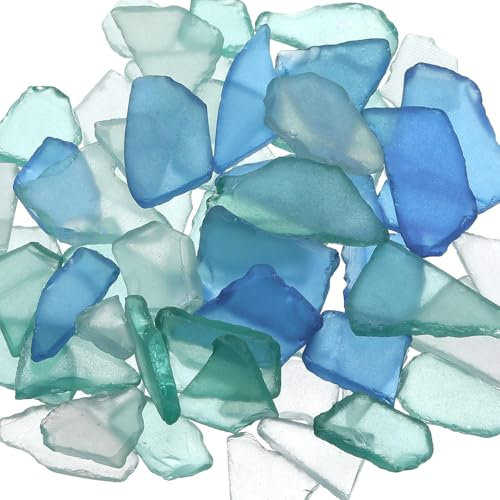 LATERN 600g Seaglas Stücke, 22 OZ Kobaltblau, Weiß und Grün Mattiertes Flaches Seeglas Vasenfüller Zerkleinertes Sea Crafts-Gla für Zuhause Aquarium DIY Kunsthandwerk Strand Hochzeitsdeko