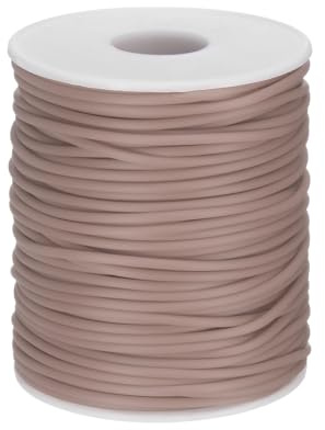 sourcing map Cuerdas de goma huecas de 54.6 yardas de longitud, tubo hueco de silicona de 2 mm con agujero de 1 mm para hacer joyas, collares, pulseras, color marrón rosa medio