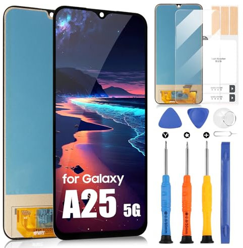 TFT pour Samsung Galaxy A25 5G Écran LCD pour Galaxy A25 5G SM-A256B SM-A256E SM-A256U Remplacement de l'écran tactile Digitizer Assemblée avec réparation Kit (noir, 6.5)