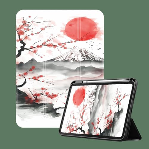 10,9-Zoll-Hülle Für Ipad 10. Generation 2022 Mit Stifthalter, Dreifach Faltbarer Ständer, Leichte Schutzhülle, Smart Cover Mit Fuji-Gemäldedruck Im Japanischen Stil Mit Automatischer Schlaf-/Weck