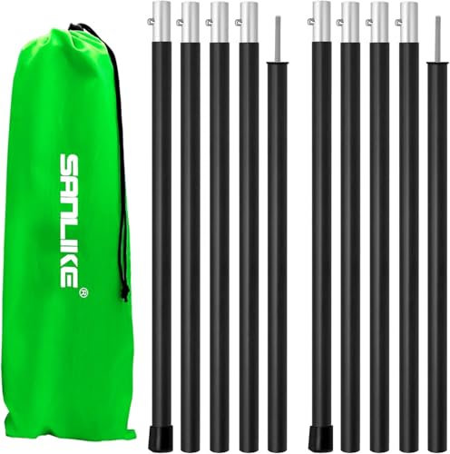SAN LIKE Barra telescópica para Tiendas de campaña, Camping, Postes telescópicos de Aluminio, toldo Ajustable, Lona de Camping, 190 cm, 2 Juegos (5 Secciones)