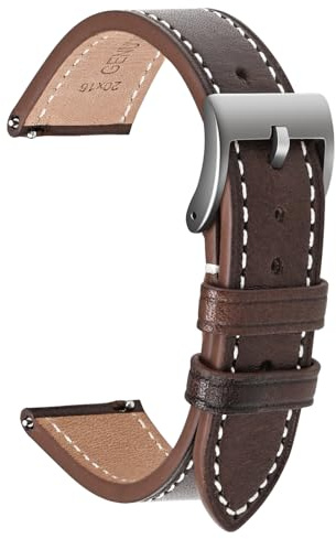 ULLCHRO Vintage Leder Uhrenarmband für Herren Damen, Leder-Uhrenarmbänder mit Edelstahlschnalle, Universal-Uhren Armband, Ersatzarmband Bandbreite 17mm 18mm 19mm 20mm 21mm 22mm(17mm,Dunkelbraun)