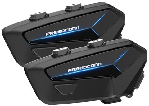 FreedConn FX Plus Interphone en maille pour moto 16 personnes 1 miles 1600 mètres Appareil de communication pour moto Parler tout en écoutant de la musique Appairage One Touch IP67 Étanche Appairage