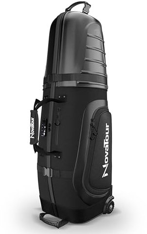 Golf Travel Bag for Airlines: Hard Case Top, Waterproof Zippers, 1680D Oxford Fabric, Built-In TSA Lock, Oversized Tank Wheels, Lightweight, Easy to Maneuver – Maximum Club Protection (Midnight Black)