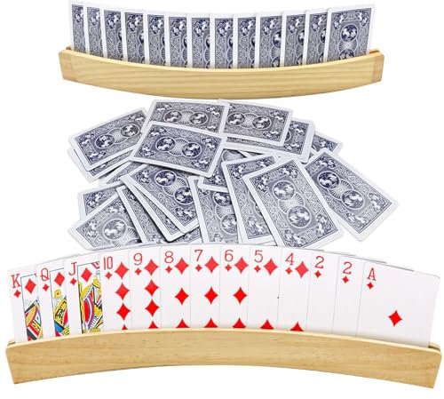 Bellanova 2 Porta Carte da Gioco in Legno, Reggi Carte Portacarte Da Gioco, 33 cm Carta di Supporto, Organizzatori di Cartes, Playing Cards Holder Porta per Anziani, Adulti, Disabili (2)