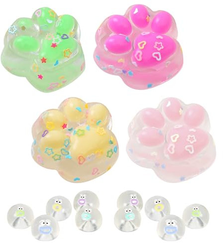 SPERMUOY Squishy katzenpfoten,4 Stück Cat paw Squishy mit 24 Stück mini Squishy,Fufu Squishy Squishy Pfote taba Squishy Katzenpfote für Mädchen, Jungen, Geburtstagsgeschenke
