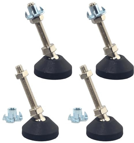 TIOMIOSEA Möbelfuß Verstellbar M8 x 50mm Möbelerhöhung Nivellierfüße mit T-Muttern, Höhenverstellbare füße für Holzmöbelfüße mittelgroße Möbel, 4 STK Möbelfüsse Stellfuß Maximal 30° Neigung
