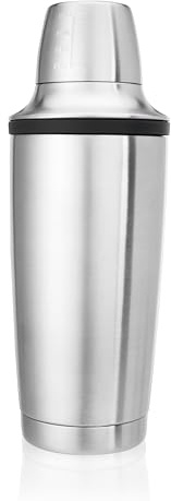 Innovine Doppelwandiger Cocktail-Shaker aus Edelstahl, inklusive Zitrusreibahle, Jigger Cap, und integriertem Sieb, perfekt für Cocktails, Martini, Mojito, Margarita, Home Bar Zubehör, 1 Stück