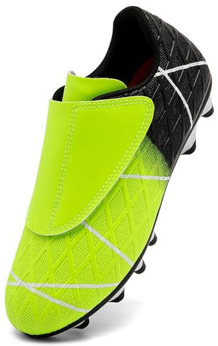 VTASQ Zapatos de Fútbol Niño Profesional Zapatos de Entrenamiento Adolescentes Aire Libre Deporte Atletismo Botas de Fútbol Cesped Artificial Zapatillas de Fútbol Negro Verde EU30