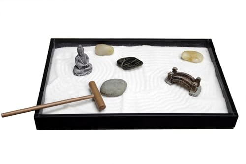 PANYIXUAN Japanischer Miniatur Zen Garten Set für Den Schreibtisch Deko, für Haus & BüRo, Steine Garden