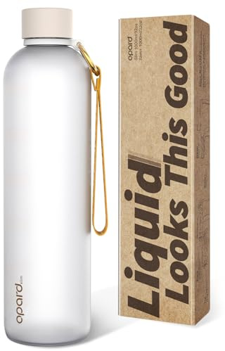 Opard Slim Trinkflasche 1l, Kohlensäure geeignet Wasserflasche, Water Bottle Spülmaschinenfest, BPA frei Plastik, Auslaufsicher Schraubverschluss, Flasche Sprudel geeignet Für Sport, Schule, Büro