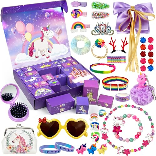Einhorn Adventskalender 2025 für Mädchen, 24 tägige Countdown-Kalender, Spielzeug für Kinder Mädchen Geschenk 6-10 Jahre