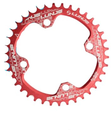 AMSLSIU Runde schmale breite Kettenblätter CNC Mountainbike Kettenblatt Aluminiumlegierung wasserdichte 4 Loch Zahnplatte Teile Fahrradzubehör, Rot, 34T