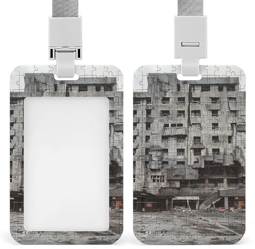 Jigsaw Style Building ID Badge Holder Retractable Clip Waterproof Plastic Card Holder with Lanyard Protector Work Badge Sleeve Name Badge Reel Holders Name Tag for Work OfficeNur