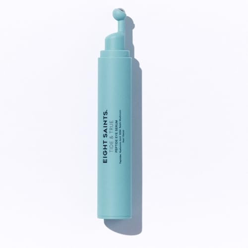 Eight Saints Tide & True Peptide Eye Serum for Puffiness & Wrinkles, Under Eye Roller Ball Treatment for Dark Circles & Fine Lines, with Peptides, Hyaluronic Acid, and Reishi Mushroom, 0.5 fl oz