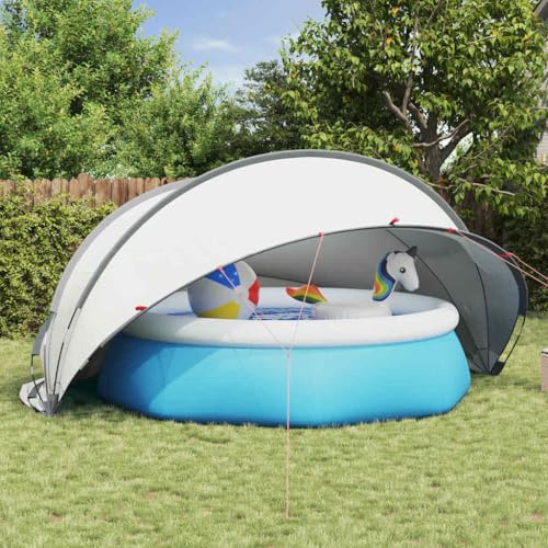 Dôme de piscine pliable vert 336 x 322 x 160 cm avec tendeurs pour réduire les pertes de chaleur et sac de transport inclus