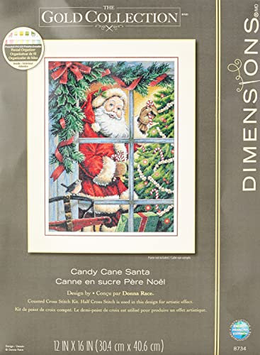 Dimensions Gezählter Kreuzstick Set, Gold Candy Cane Santa, c1