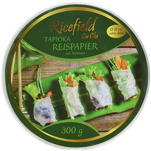 Ricefield Tapioka-Reispapier, rund 22 cm, Premiumqualität, 2er Pack (2 x 300 g Packung)