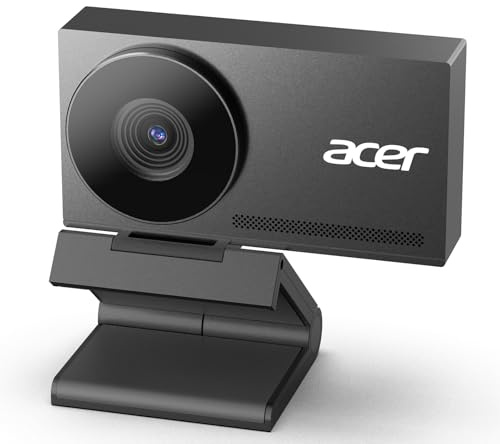 acer Webcam 4K per PC/Mac con sensore Sony da 1/2, autofocus PDAF, 2 microfoni con riduzione del rumore, copertura per privacy, raffreddamento rapido in lega di alluminio, telecamera per streaming
