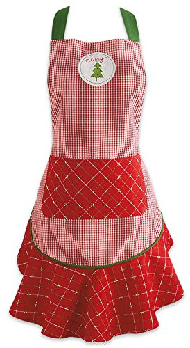 DII Delantal de cocina de Navidad para mujer, tamaño adulto ajustable para cocinar, hornear, manualidades y entretenimiento, talla única, árbol feliz