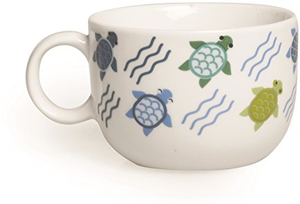 Excelsa Tazze Animals Tazza Thè Tartaruga 200 ml, Porcellana, Bianco/Multicolore, 8.5x8.5x6 cm