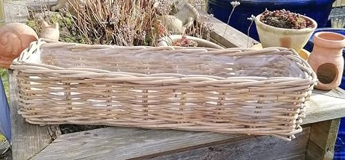 terracotta-toepfe-de Pflanzkorb 60 cm aus Rattan, kein Kunststoff !! Blumen Pflanzgefäß Blumentopf Korb Landhaus eckig
