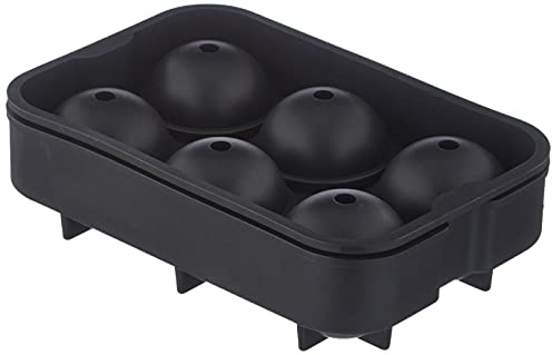 Oishii Eiswürfelform Silikon, 2er Set, 6 Eiskugeln, Ø 4,5 cm, rund, Schwarz